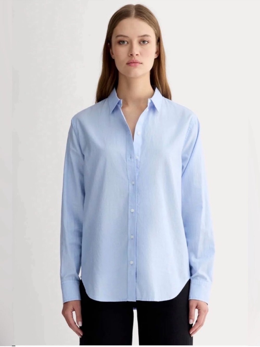 New Everlane The MUST-HAVE SHIRT IN SILKY COTTON Pale Blue Size 8